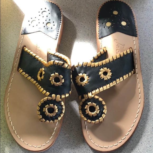 Jack Rogers Black and Gold Sandals - Picture 2 of 5